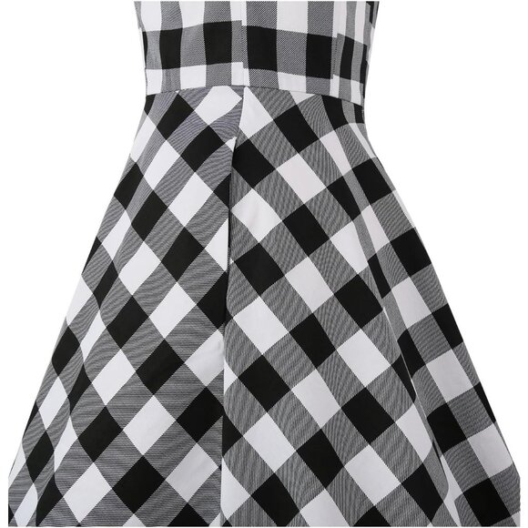 Women Vintage 1950s Dress Retro Cocktail Party Swing Dresses with Cap Sleeves - Picture 5 of 6